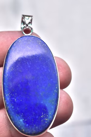 Lapis Lazuli Cabochon Pendant / Stamped 925 Sterling Silver Pendant / Moonstone Jewelry / Oval Shape / Loose Gemstone Jewelry P-235