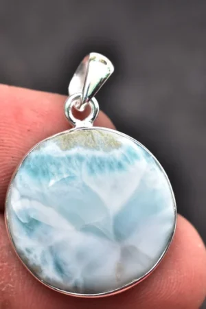 Title: Larimar Cabochon Pendant / Stamped 925 Sterling Silver Pendant / For Jewelry / Oval Shape / Loose Gemstone Jewelry P‑??