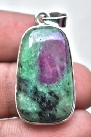 Ruby Zoisite Cabochon / Stamped 925 Sterling Silver Pendant / For Jewelry / Fancy Shape / Loose Gemstone Jewelry P-259