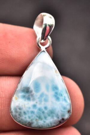 Larimar Cabochon Pendant / Stamped 925 Sterling Silver Pendant / Larimar Jewelry / Pear Shape / Loose Gemstone Jewelry P-265
