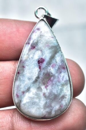 Title: Pink Tourmaline Cabochon / Stamped 925 Sterling Silver Pendant / For Jewelry / Pear Shape / Loose Gemstone Jewelry P‑349