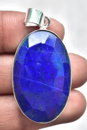 Lapis Lazuli Cabochon Pendant / Stamped 925 Sterling Silver Pendant / Moonstone Jewelry / Oval Shape / Loose Gemstone Jewelry P-440