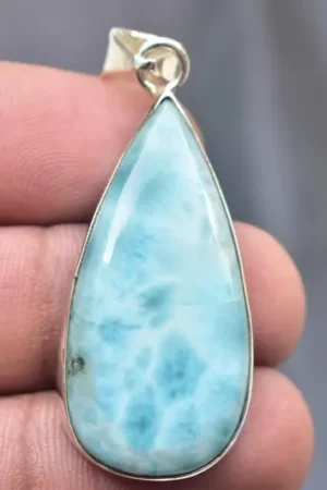 Larimar Cabochon / Stamped 925 Sterling Silver Pendant / For Jewelry / Pear Shape / Loose Gemstone Jewelry P-545