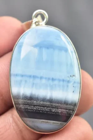 Blue Opal Cabochon / Stamped 925 Sterling Silver Pendant / For Jewelry / Oval Shape / Loose Gemstone Jewelry P-534