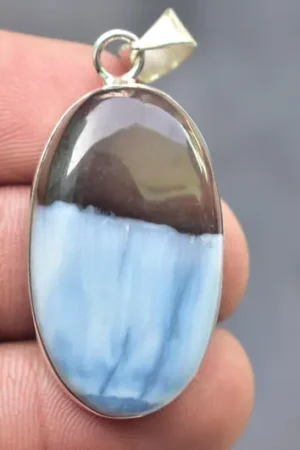 Blue Opal Cabochon / Stamped 925 Sterling Silver Pendant / For Jewelry / Oval Shape / Loose Gemstone Jewelry P-536