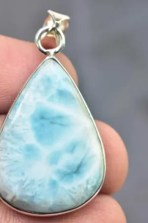 Title: Larimar Cabochon Cabochon / Stamped 925 Sterling Silver Pendant / for Jewelry / Pair Shape / Loose Gemstone Jewelry P‑544