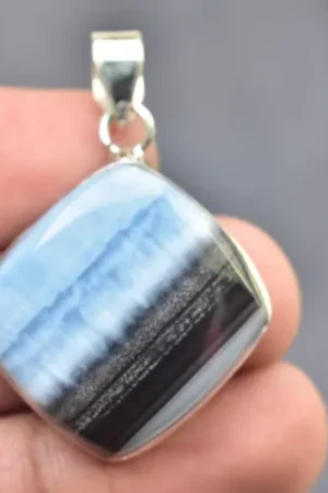 Title: Blue Opal Cabochon / Stamped 925 Sterling Silver Pendant / For Jewelry / Cushion Shape / Loose Gemstone Jewelry P‑532