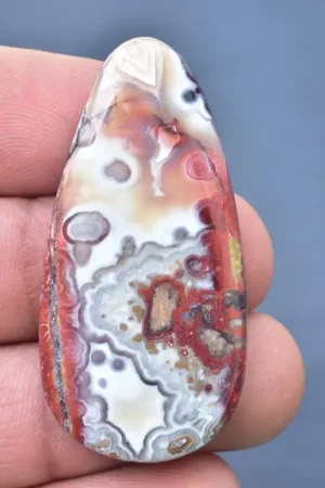 Crazy Lace Agate Cabochon / Crazy Lace Agate Gemstone / Freeform Shape / 52.20 Ct. / 48x23x5 mm. / Loose Gemstone / Q-136