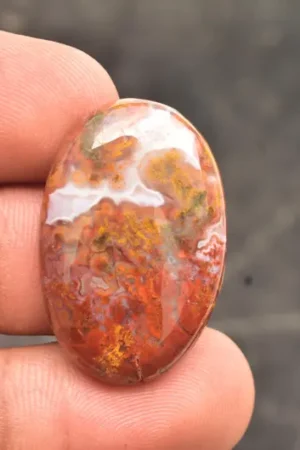 Title: Seam Agate Cabochon / Moroccan Seam Agate Gemstone / Moroccan Agate / For Jewelry / Oval Shape / 35.15 Ct / 32x21x6 mm. / Loose Gemstone Q-153