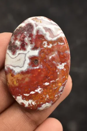 Title: Seam Agate Cabochon / Moroccan Seam Agate Gemstone / Moroccan Agate / For Jewelry / Oval Shape / 59.90 Ct / 42x29x5 mm. / Loose Gemstone Q-154