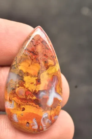 Title: Seam Agate Cabochon / Moroccan Seam Agate Gemstone / Moroccan Agate / For Jewelry / Pear Shape / 40.00 Ct / 40x22x5 mm. Loose Gemstone Q-159