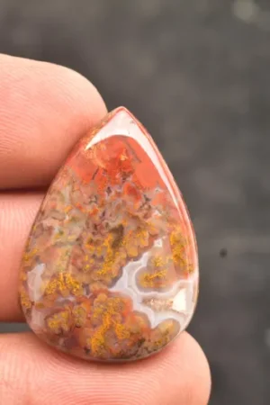 Title: Seam Agate Cabochon / Moroccan Seam Agate Gemstone / Moroccan Agate / For Jewelry / Pear Shape / 35.00 Ct. / 32×23×6 mm. / Loose Gemstone / Q-157