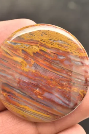 Title: Seam Agate Cabochon / Moroccan Seam Agate Gemstone / Moroccan Agate / For Jewelry / Round Shape / 79.95 Ct. / 40×5 mm. / Loose Gemstone / Q-147
