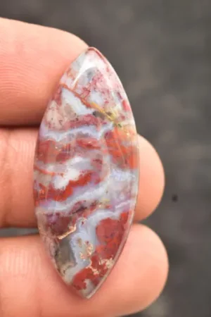 Title: Seam Agate Cabochon / Moroccan Seam Agate Gemstone / For Jewelry / Marquise Shape / 38.70 Ct / 42x17x7 mm. / Loose Gemstone / Q-161