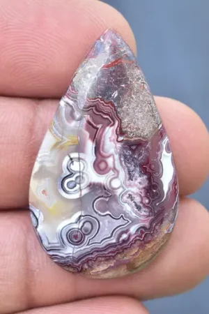 Crazy Lace Agate Cabochon / Crazy Lace Agate Gemstone / Pear Shape / 33.10 Ct. / 38x23x5 mm. / Loose Gemstone / Q-140
