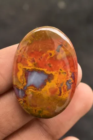 Title: Seam Agate Cabochon / Moroccan Seam Agate Gemstone / Moroccan Agate / For Jewelry / Oval Shape / 42.40 Ct / 37×26×5 mm / Loose Gemstone / Q-155