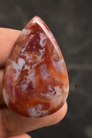 Title: Seam Agate Cabochon / Moroccan Seam Agate Gemstone / Moroccan Agate / For Jewelry / Pear Shape / 45.00 Ct / 40x25x6 mm. / Loose Gemstone Q-158