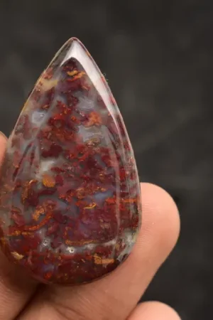 Title: Seam Agate Cabochon / Moroccan Seam Agate Gemstone / Moroccan Agate / For Jewelry / Pear Shape / 37.70 Ct / 41x24x5 mm. Loose Gemstone Q-162