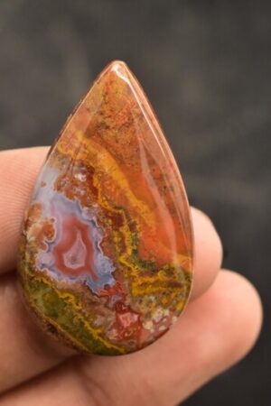 Title: Seam Agate Cabochon / Moroccan Seam Agate Gemstone / Moroccan Agate / For Jewelry / Pear Shape / 42.00 Ct / 38x23x6 mm. / Loose Gemstone Q-160