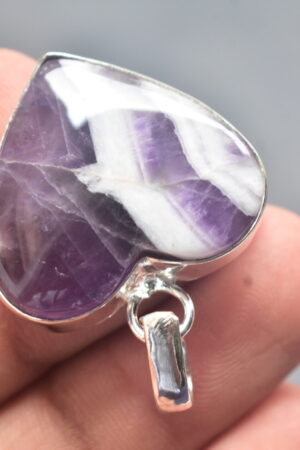 Amethyst Lace Cabochon / Plated Silver Pendant / For Jewelry / Heart Shape / Loose Gemstone Jewelrys A-252