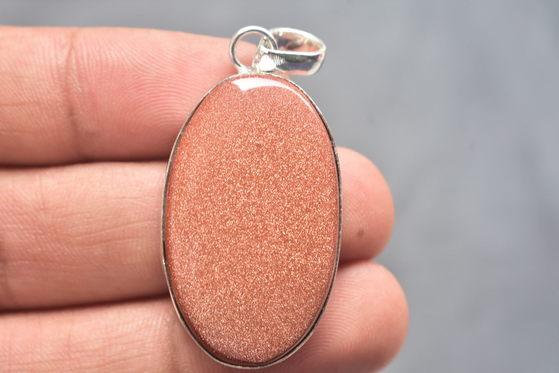 Sun Sitara Cabochon / Plated Silver Pendant / For Jewelry / Oval Shape / Loose Gemstone Jewelrys A-294