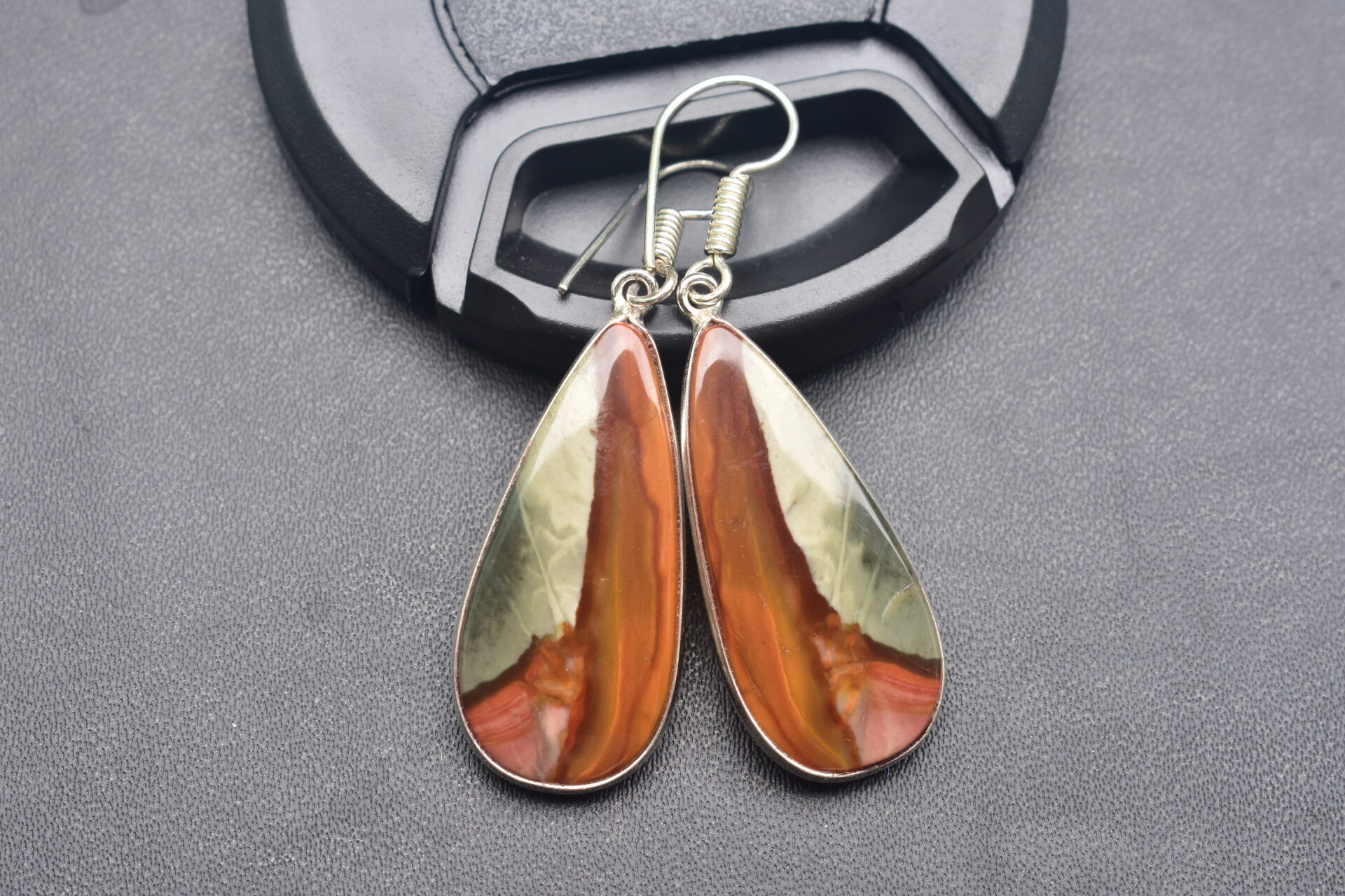 Polychrome Cabochon / Plated Silver Earring / For Jewelry / Pear Shape / Loose Gemstone Jewelrys A-203 - Image 2