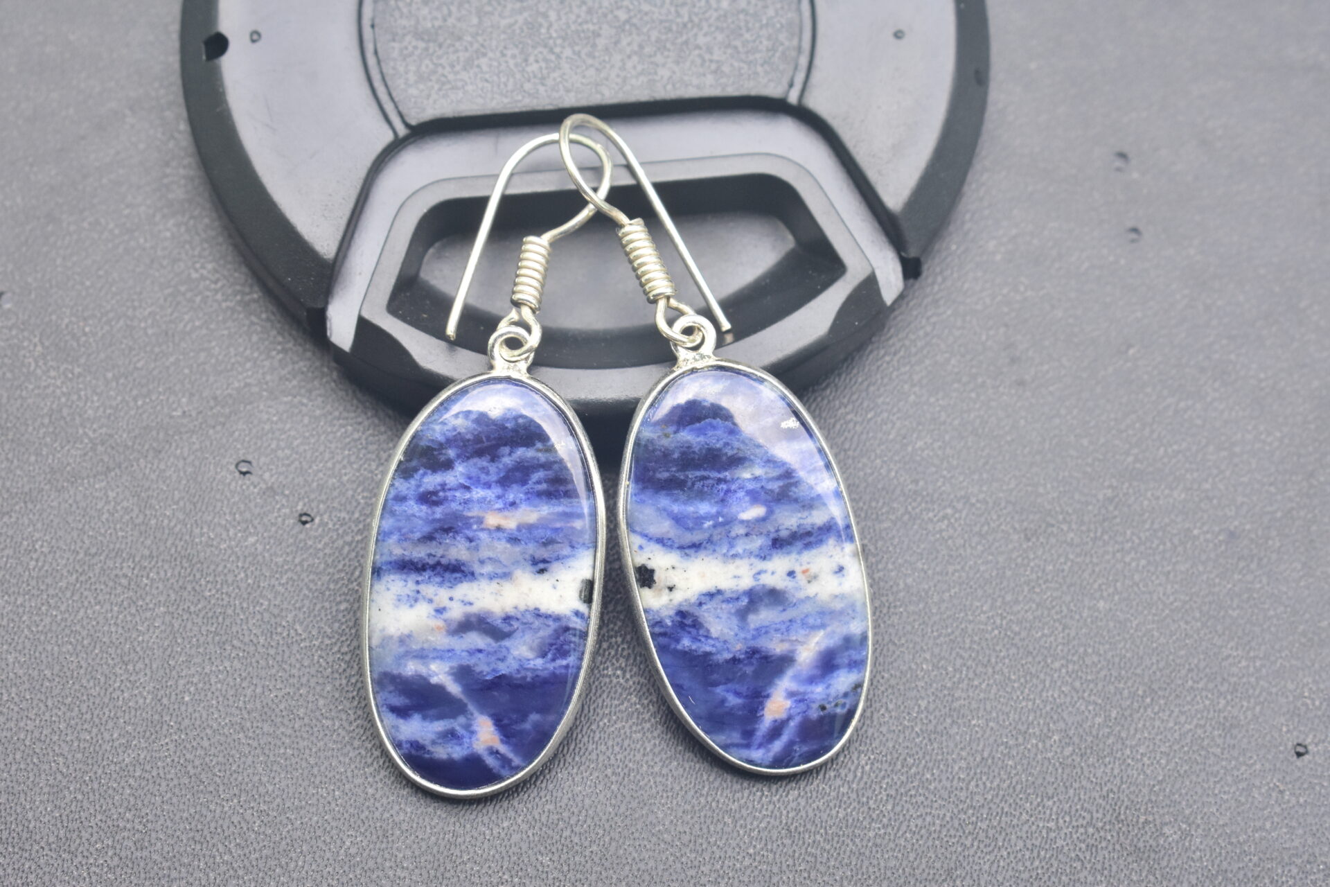 Sodalite Cabochon / Plated Silver Earring / For Jewelry / Oval Shape / Loose Gemstone Jewelrys A-225 - Image 2