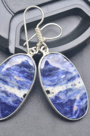 Sodalite Cabochon / Plated Silver Earring / For Jewelry / Oval Shape / Loose Gemstone Jewelrys A-225