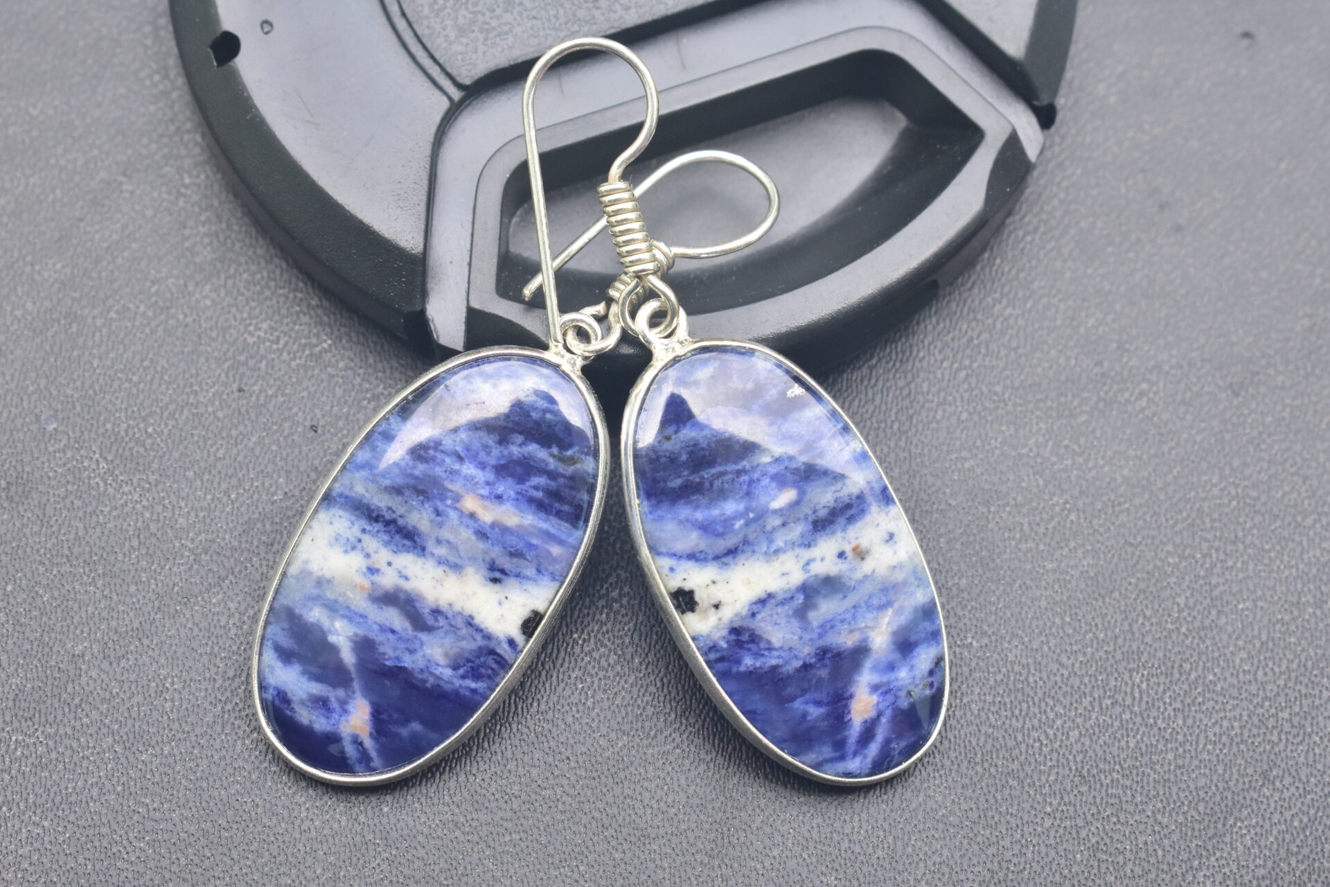 Sodalite Cabochon / Plated Silver Earring / For Jewelry / Oval Shape / Loose Gemstone Jewelrys A-225