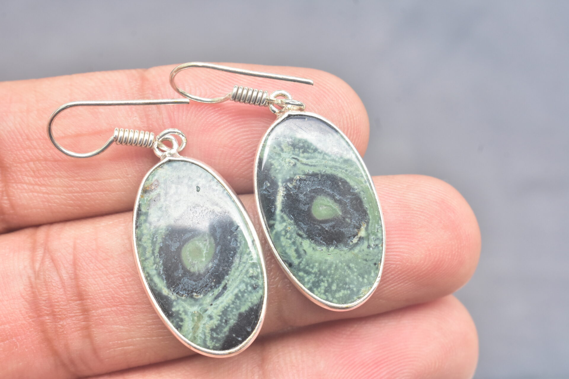 Kambaba Jasper Cabochon / Plated Silver Earring / For Jewelry / Oval Shape / Loose Gemstone Jewelrys A-226 - Image 3
