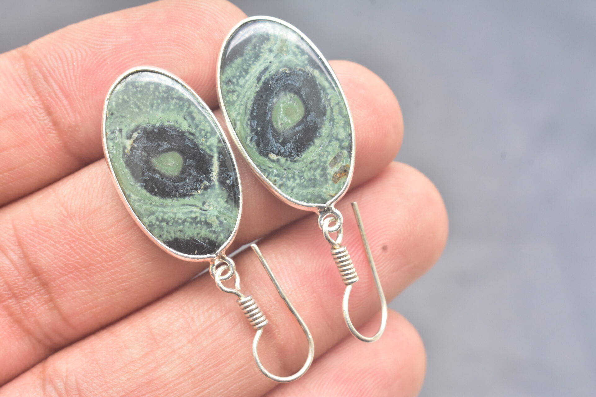 Kambaba Jasper Cabochon / Plated Silver Earring / For Jewelry / Oval Shape / Loose Gemstone Jewelrys A-226 - Image 4