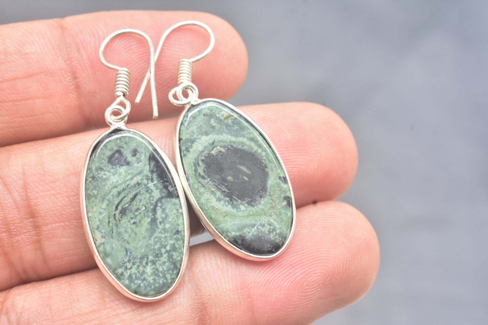 Kambaba Jasper Cabochon / Plated Silver Earring / For Jewelry / Oval Shape / Loose Gemstone Jewelrys A-226 - Image 5