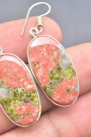 Unakite Cabochon / Plated Silver Earring / For Jewelry / Oval Shape / Loose Gemstone Jewelrys A-224