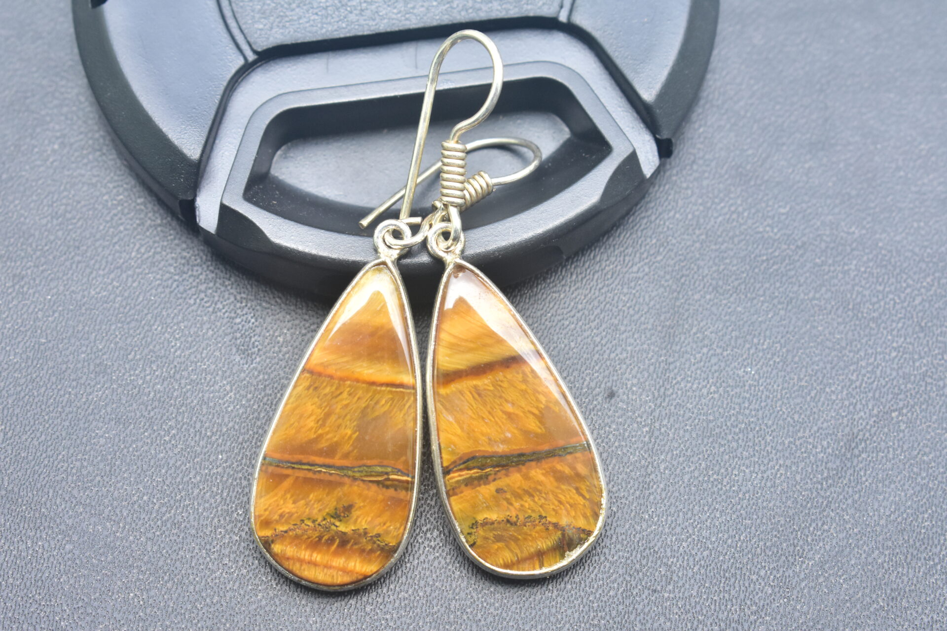 Tiger Cabochon / Plated Silver Earring / For Jewelry / Pear Shape / Loose Gemstone Jewelrys A-228 - Image 2