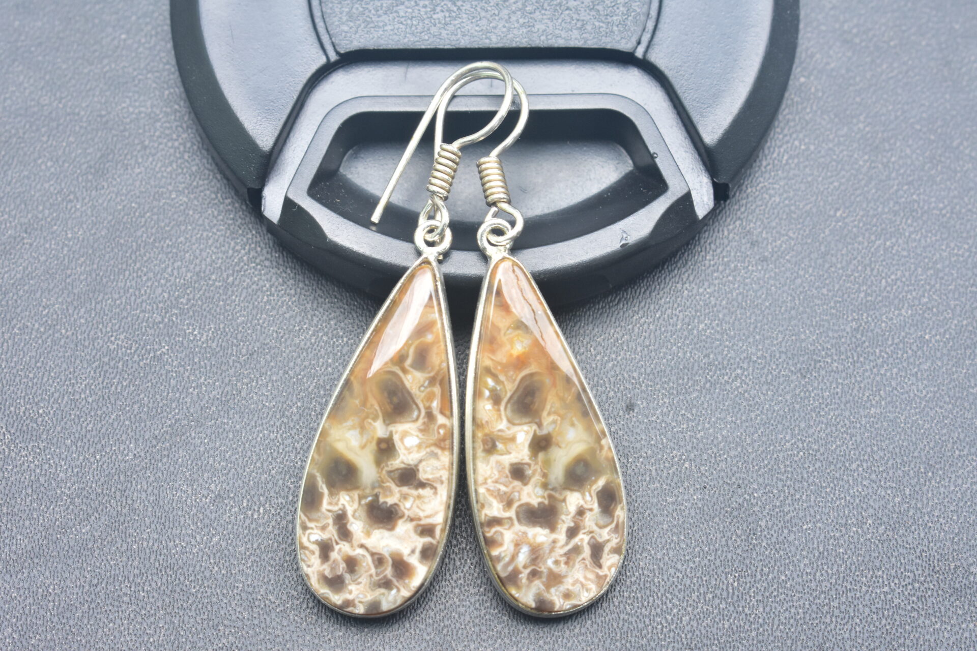 Patrified Fossil Cabochon / Plated Silver Earring / For Jewelry / Pear Shape / Loose Gemstone Jewelrys A-230