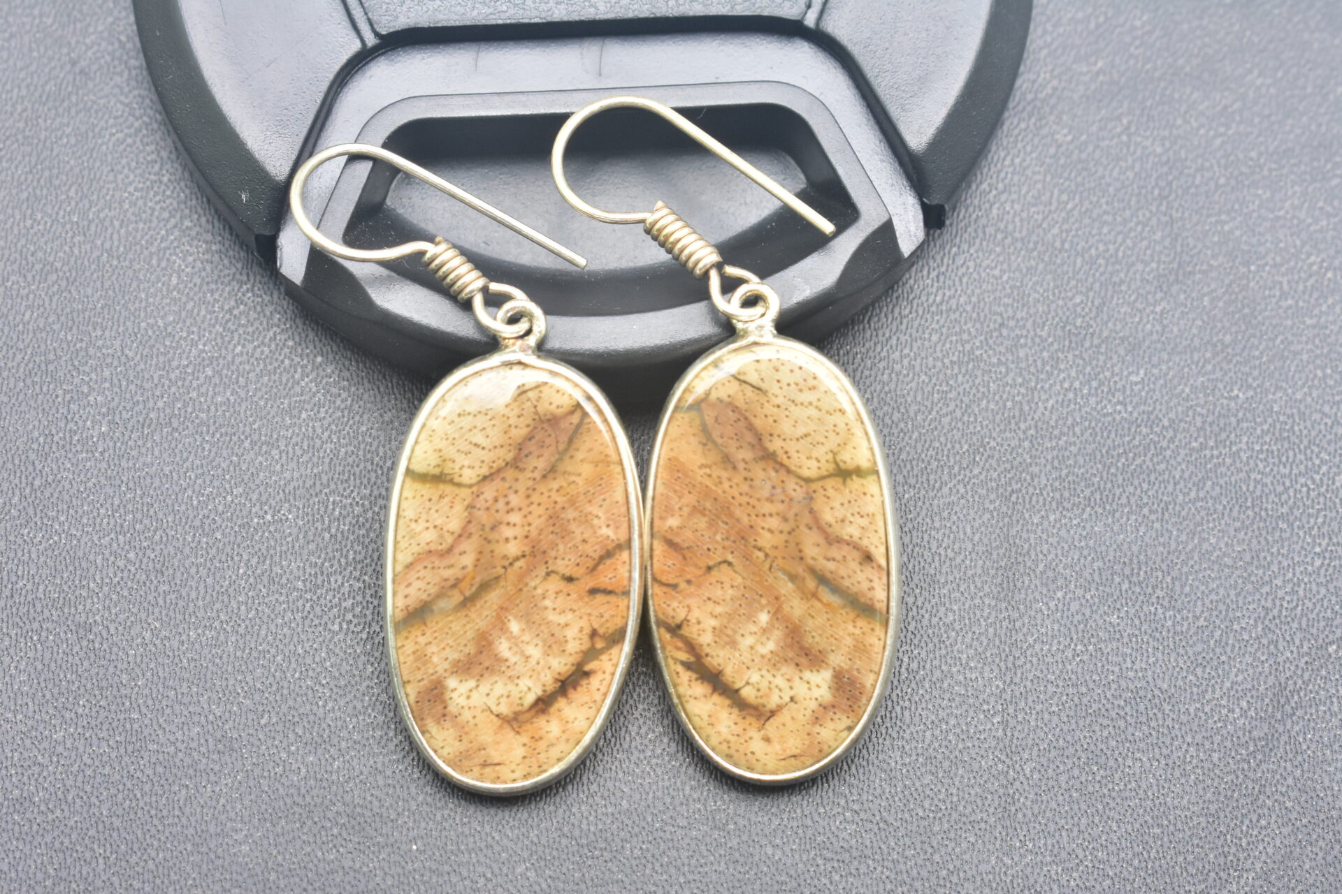 Patrified Fossil Cabochon / Plated Silver Earring / For Jewelry / Oval Shape / Loose Gemstone Jewelrys A-231
