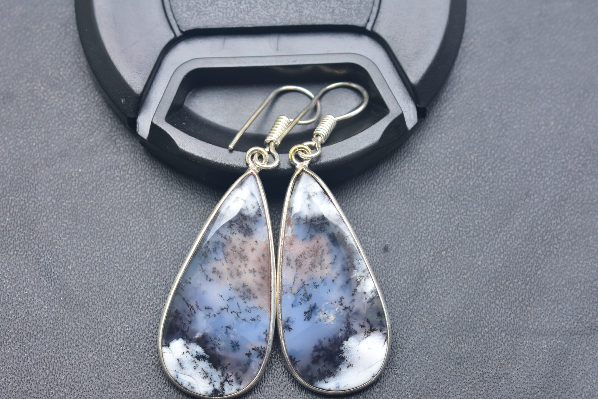 Dendrite Opal Cabochon / Plated Silver Earring / For Jewelry / Pear Shape / Loose Gemstone Jewelrys A-222 - Image 2