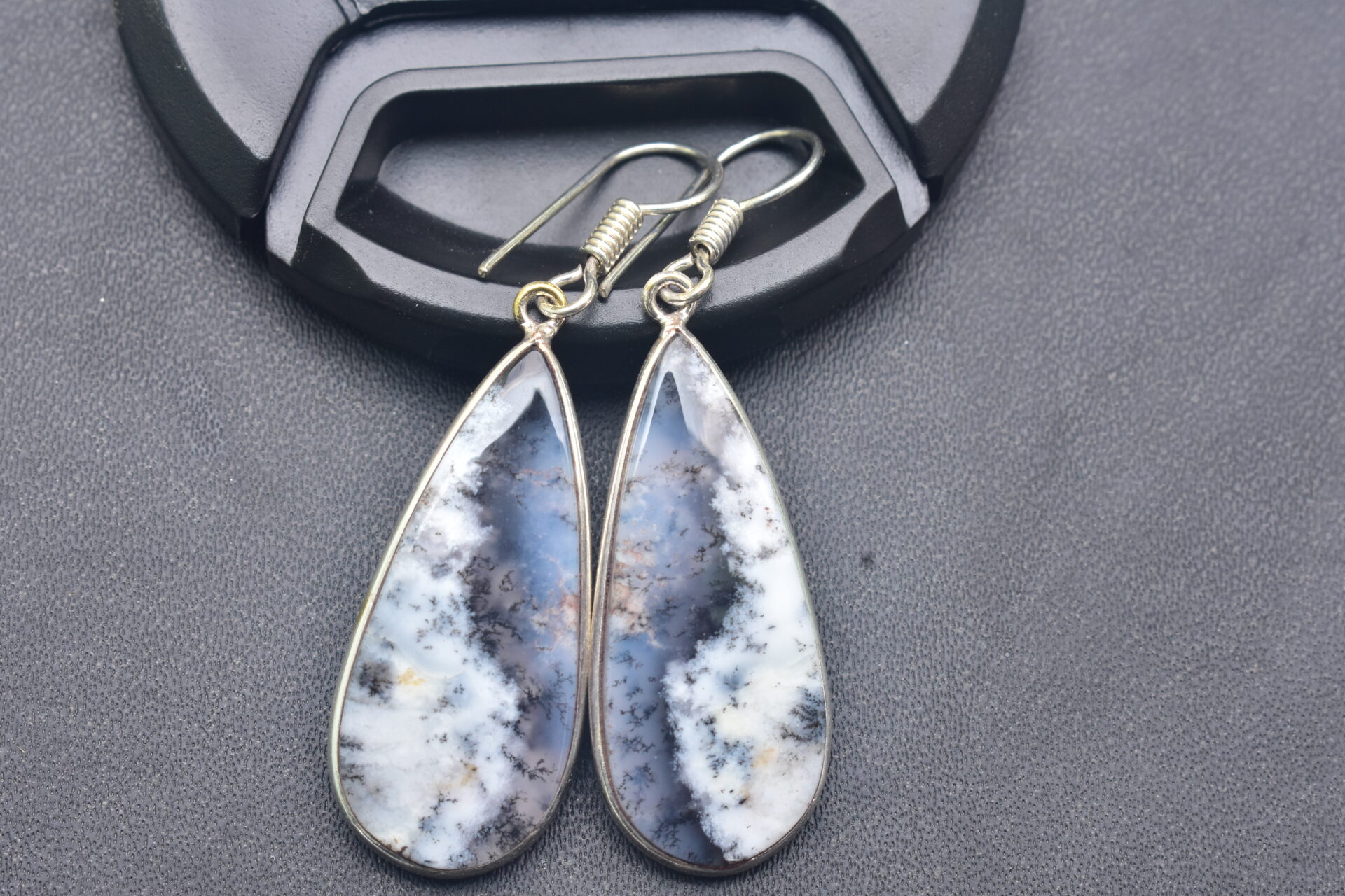Dendrite Opal Cabochon / Plated Silver Earring / For Jewelry / Pear Shape / Loose Gemstone Jewelrys A-219 - Image 2