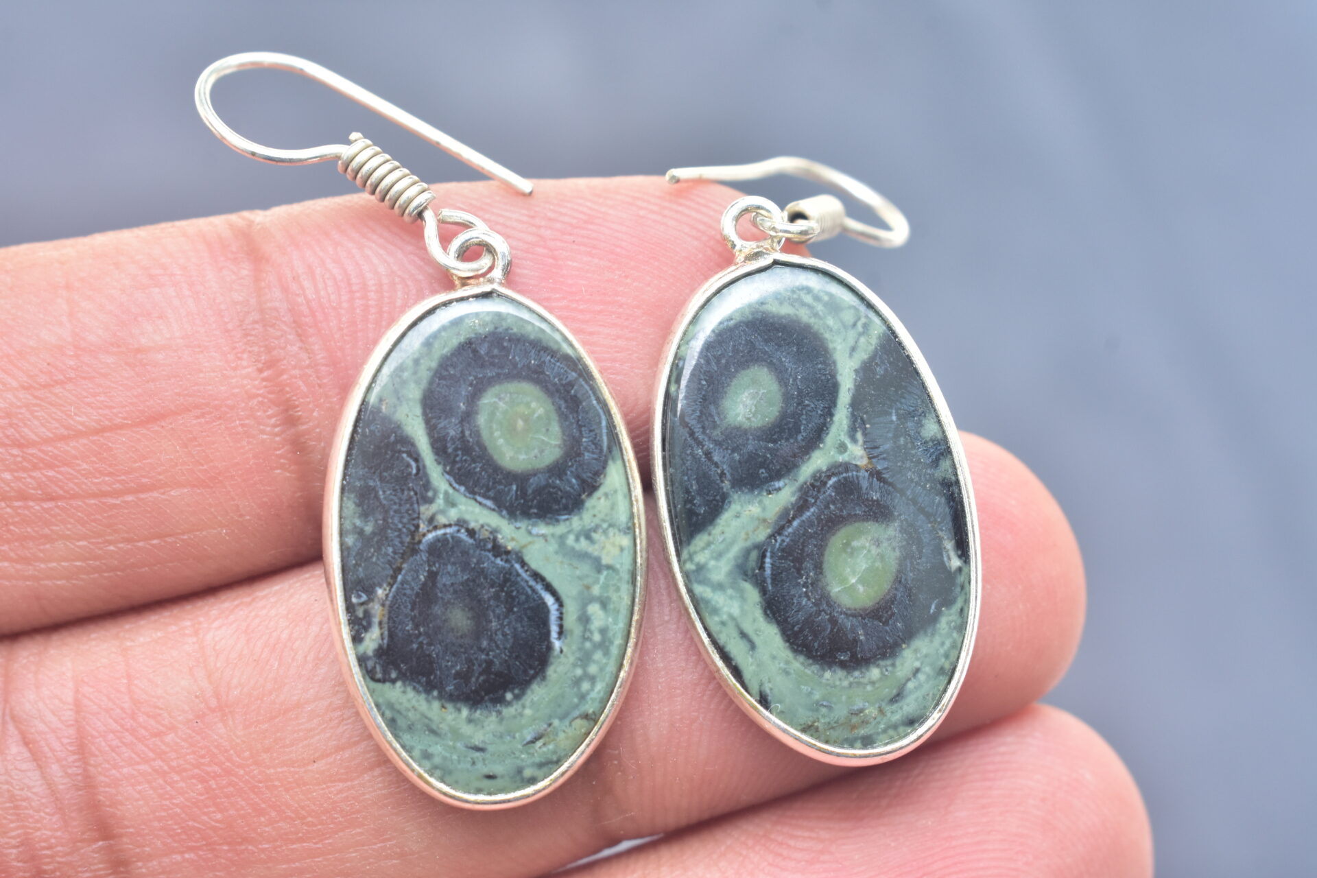 Kambaba Jasper Cabochon / Plated Silver Earring / For Jewelry / Oval Shape / Loose Gemstone Jewelrys A-227 - Image 2