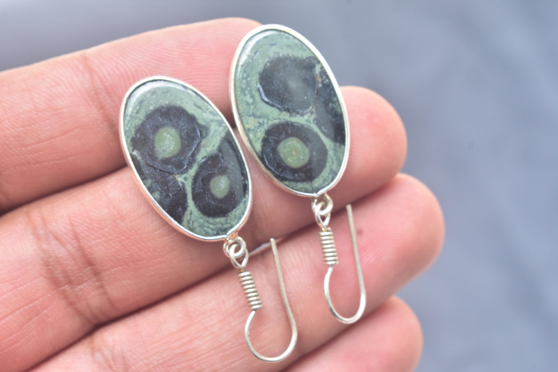 Kambaba Jasper Cabochon / Plated Silver Earring / For Jewelry / Oval Shape / Loose Gemstone Jewelrys A-227 - Image 3