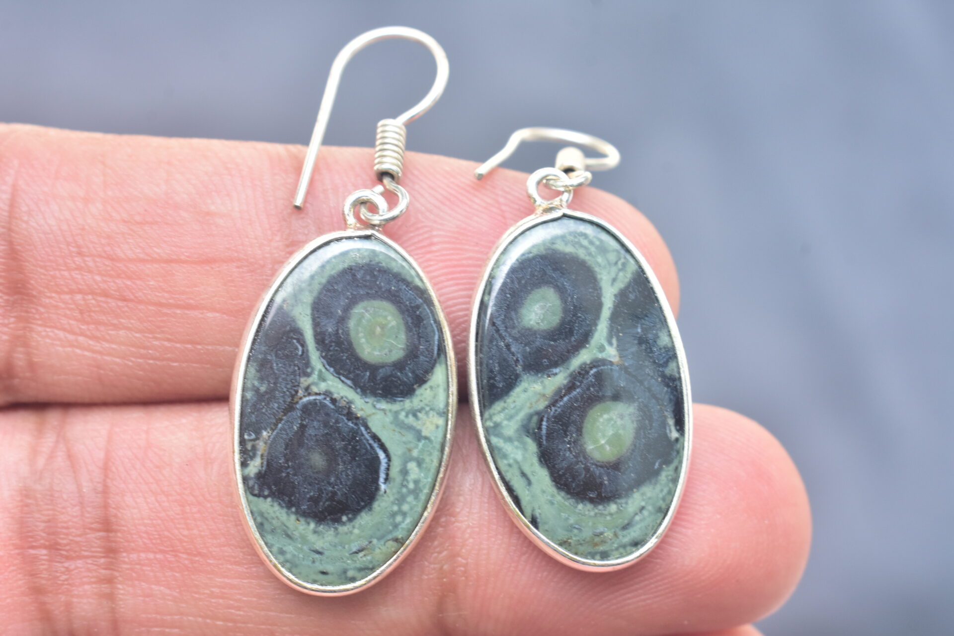 Kambaba Jasper Cabochon / Plated Silver Earring / For Jewelry / Oval Shape / Loose Gemstone Jewelrys A-227
