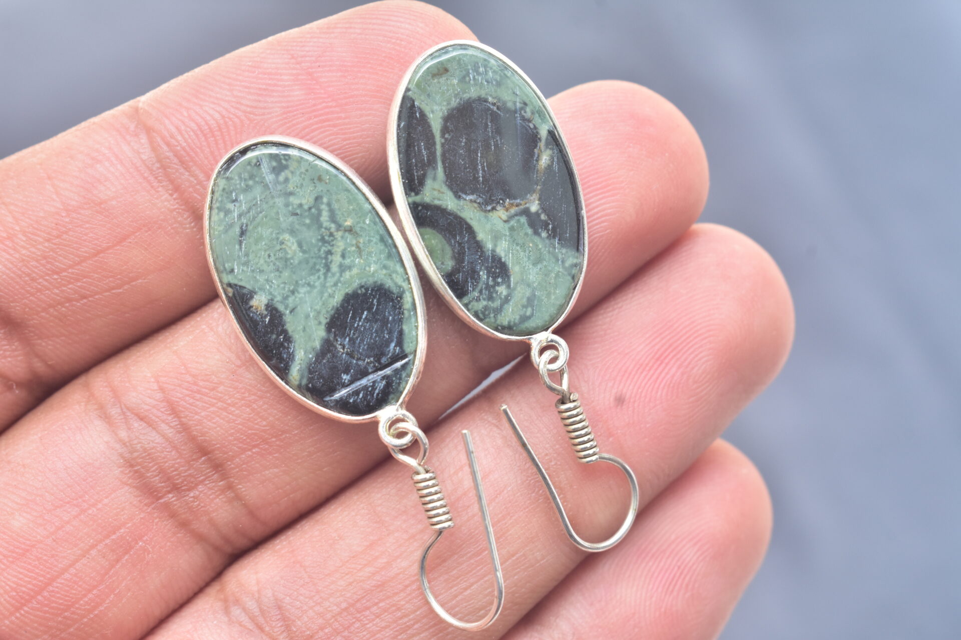 Kambaba Jasper Cabochon / Plated Silver Earring / For Jewelry / Oval Shape / Loose Gemstone Jewelrys A-227 - Image 5