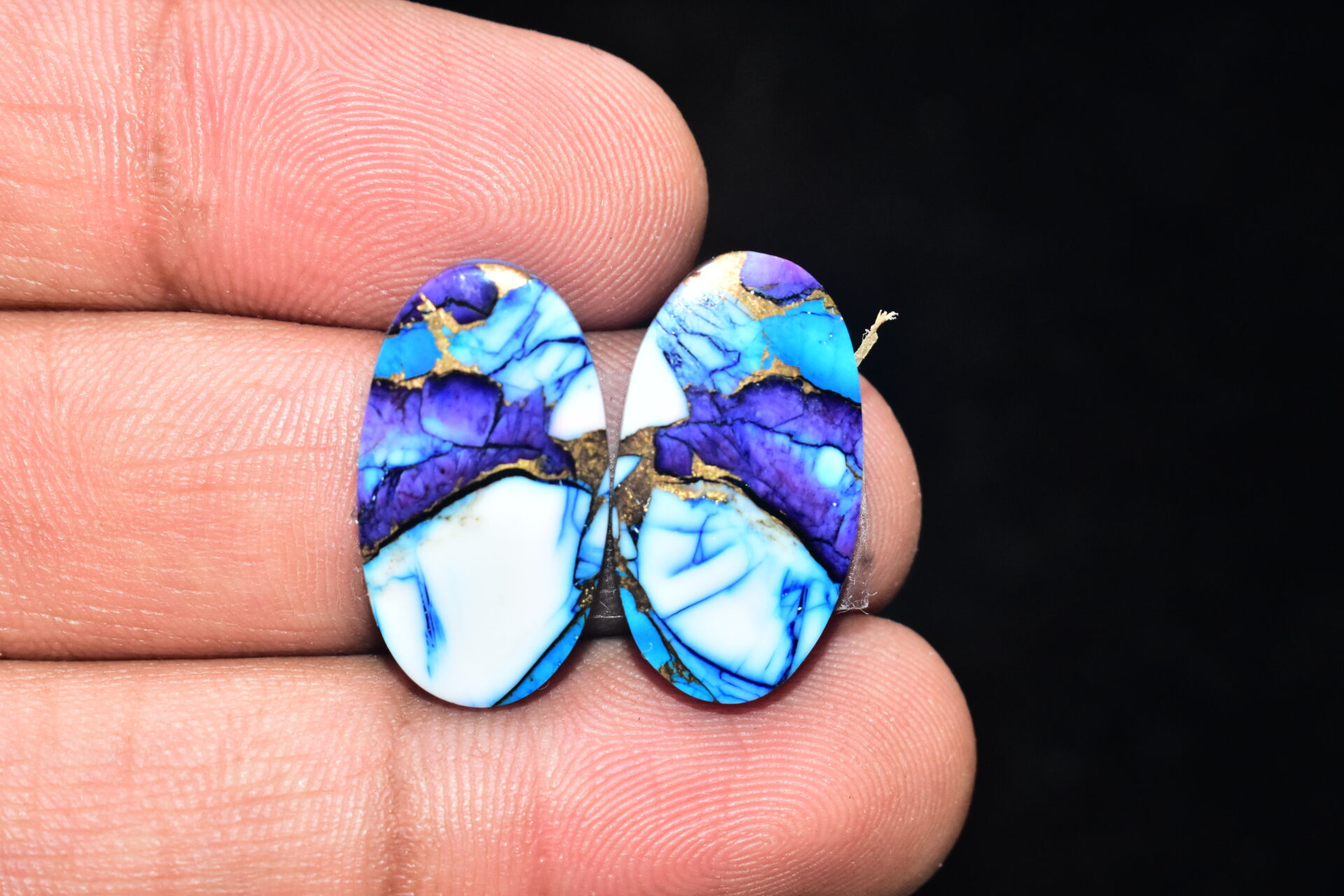 Blue Copper Turquoise Pair Cabochon / Turquoise Pair Cabochon / Oval Shape / 18.75 ct. / 22x12x4 mm. / Loose Gemstone / Q-615 - Image 5