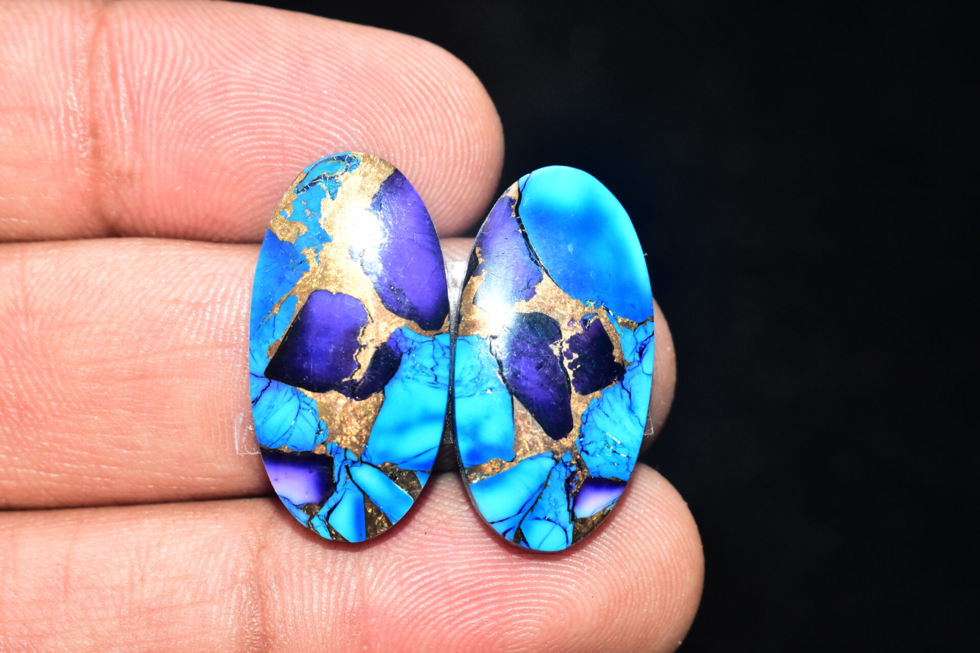 Blue Copper Turquoise Pair Cabochon / Turquoise Pair Cabochon / Oval Shape / 30.95 ct. / 26x13x4 mm. / Loose Gemstone / Q-621 - Image 5