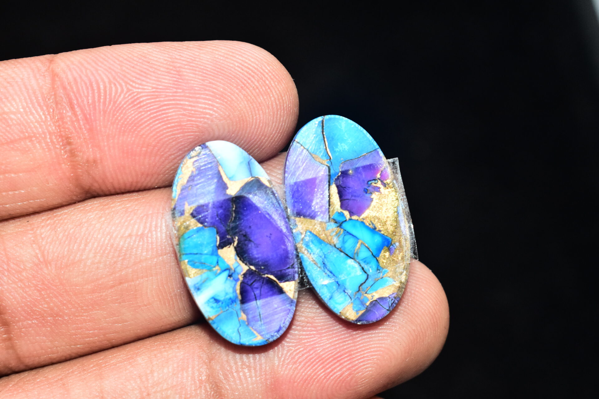 Blue Copper Turquoise Pair Cabochon / Turquoise Pair Cabochon / Oval Shape / 31.15 ct. / 25x14x4 mm. / Loose Gemstone / Q-631 - Image 5