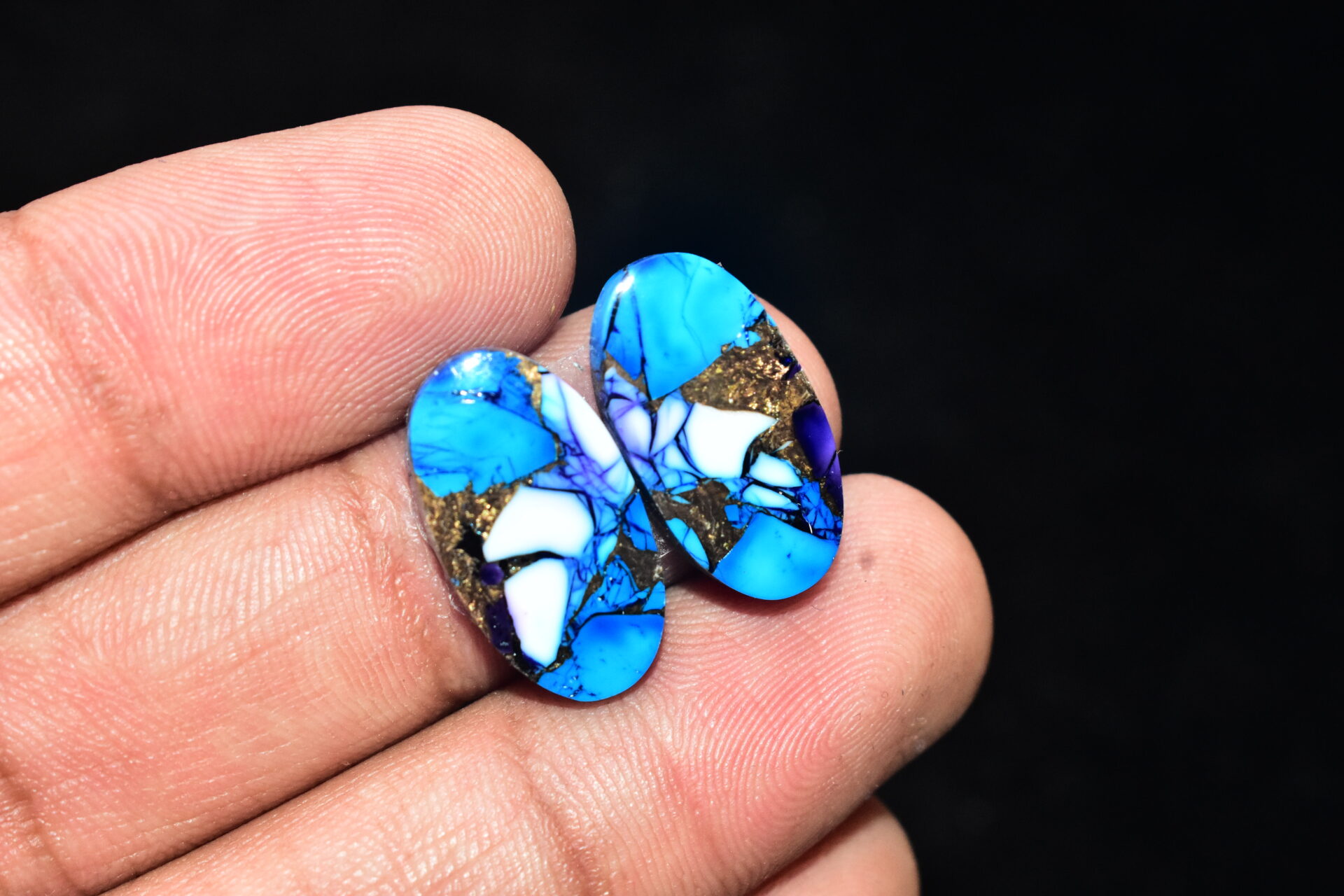 Blue Copper Turquoise Pair Cabochon / Turquoise Pair Cabochon / Oval Shape / 18.15 ct. / 22x11x4 mm. / Loose Gemstone / Q-623 - Image 5