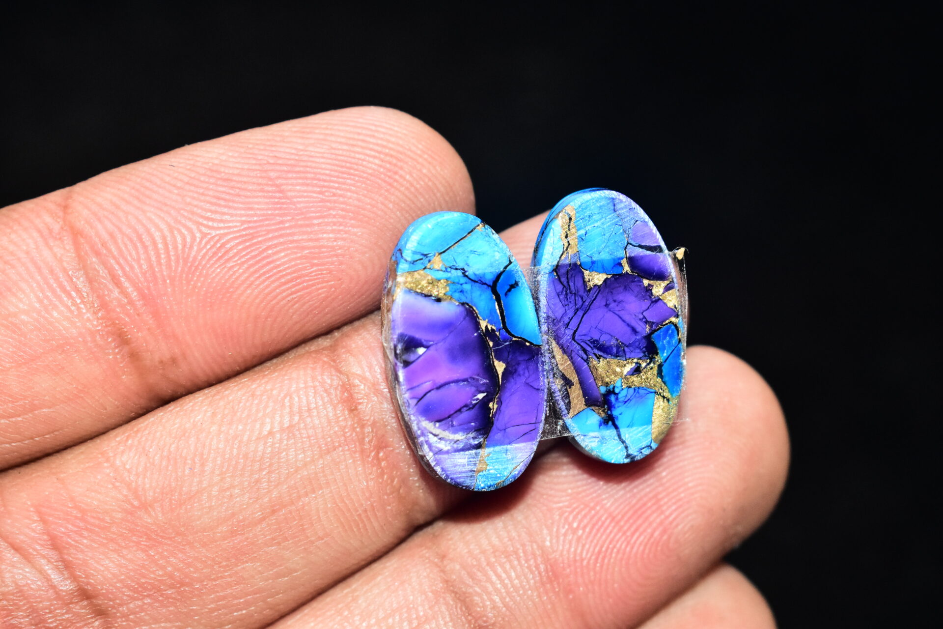Blue Copper Turquoise Pair Cabochon / Turquoise Pair Cabochon / Oval Shape / 18.15 ct. / 22x11x4 mm. / Loose Gemstone / Q-623 - Image 4