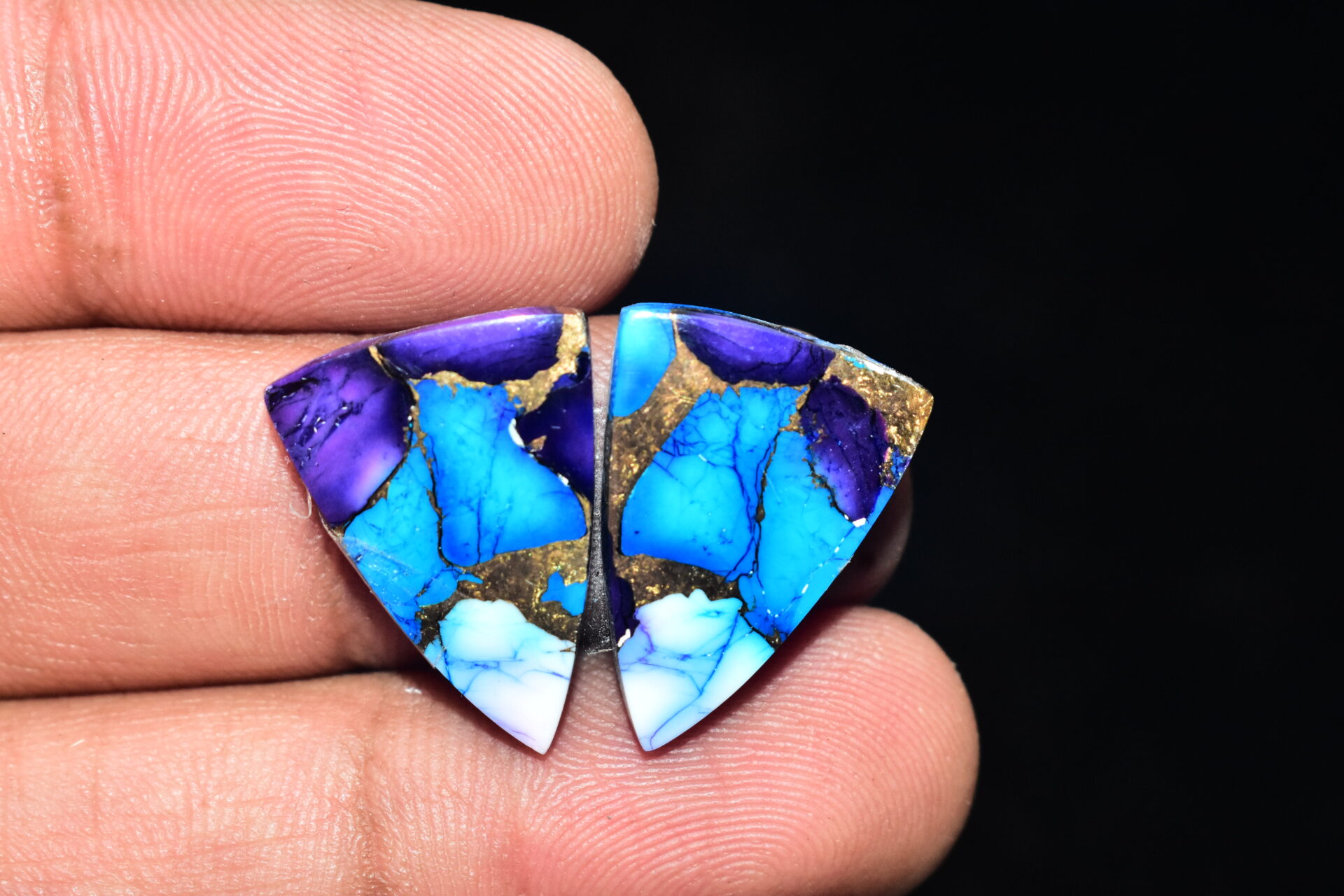 Blue Copper Turquoise Pair Cabochon / Turquoise Pair Cabochon / Freeform Shape / 18.95 ct. / 21x15x4 mm. / Loose Gemstone / Q-612 - Image 3