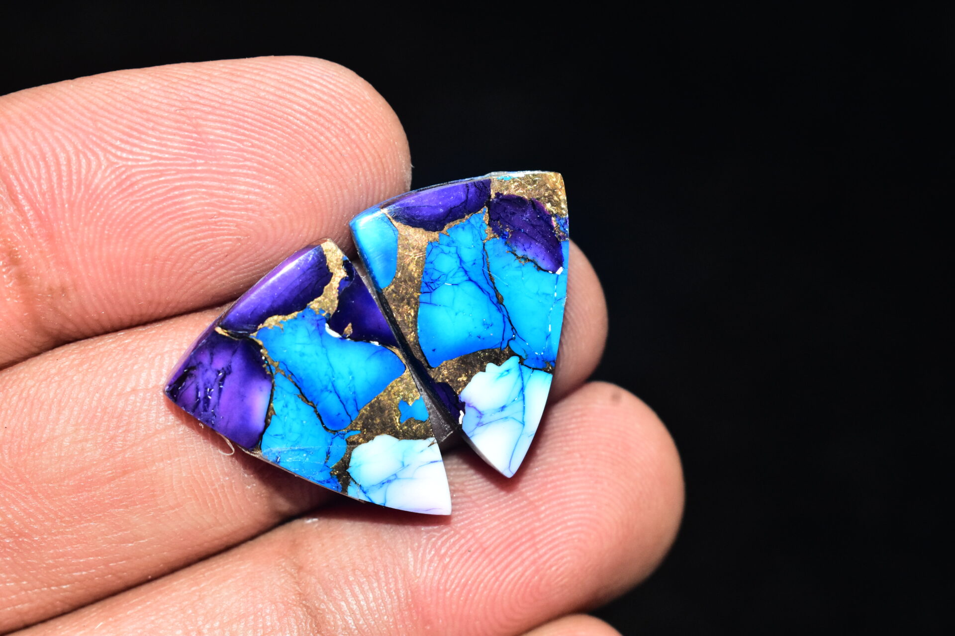 Blue Copper Turquoise Pair Cabochon / Turquoise Pair Cabochon / Freeform Shape / 18.95 ct. / 21x15x4 mm. / Loose Gemstone / Q-612 - Image 4