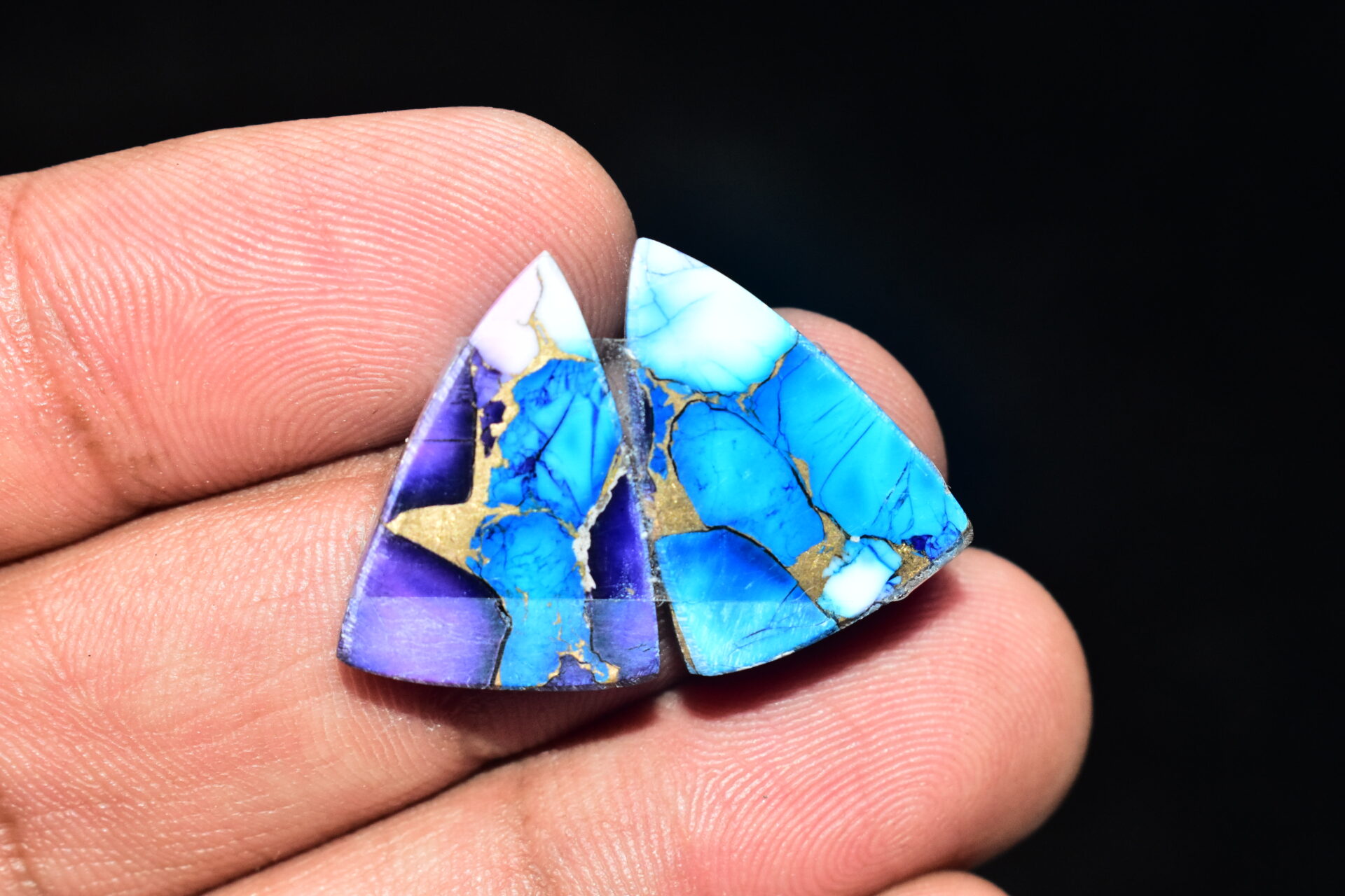 Blue Copper Turquoise Pair Cabochon / Turquoise Pair Cabochon / Freeform Shape / 18.95 ct. / 21x15x4 mm. / Loose Gemstone / Q-612 - Image 5